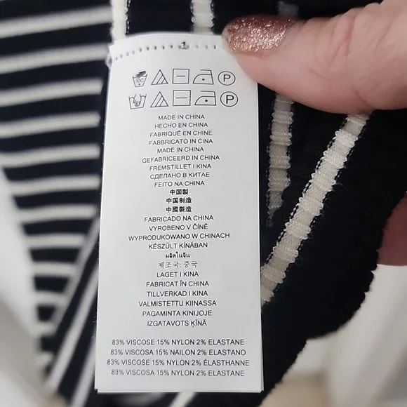 Michael Kors Black and White Striped Midi Dress - Picture 6 of 6